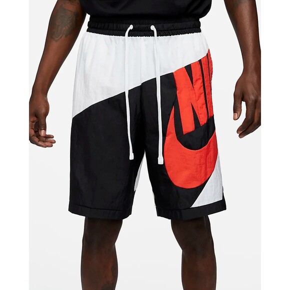 NWT‎ Men's NIKE Basketball Throwback Colorblock Shorts BLACK RED WHITE SZ M - Picture 1 of 4